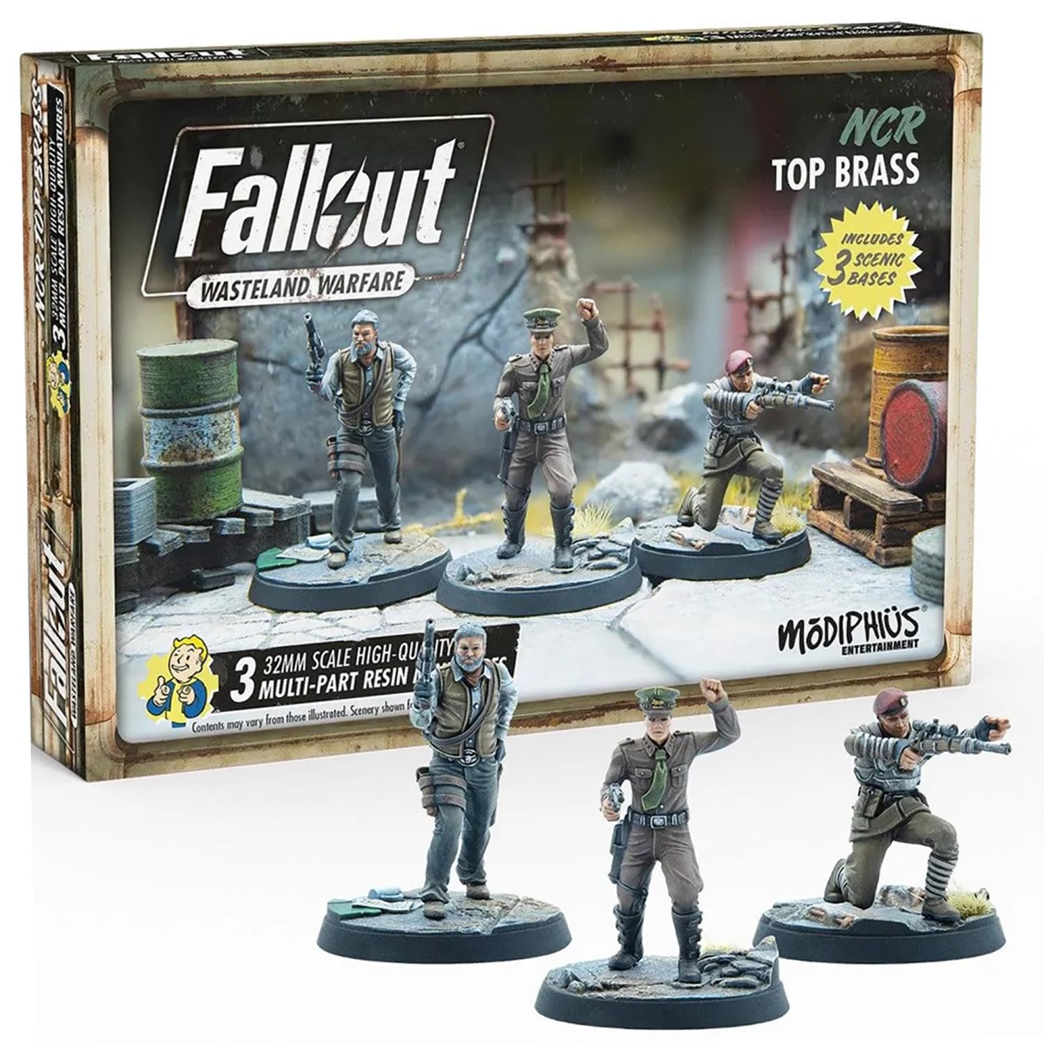 Modiphius Entertainment Fallout Wasteland Warfare: NCR Top Brass - 3 Figure Set, RPG