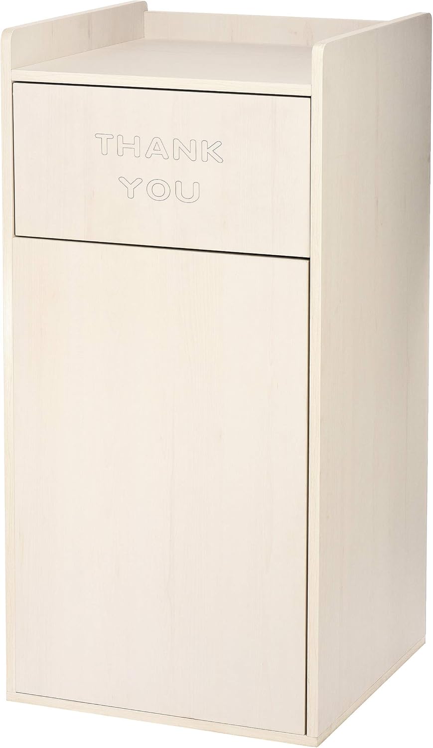 White 40 Gallon Wood Receptacle Enclosure with Drop Hole and Tray Shelf