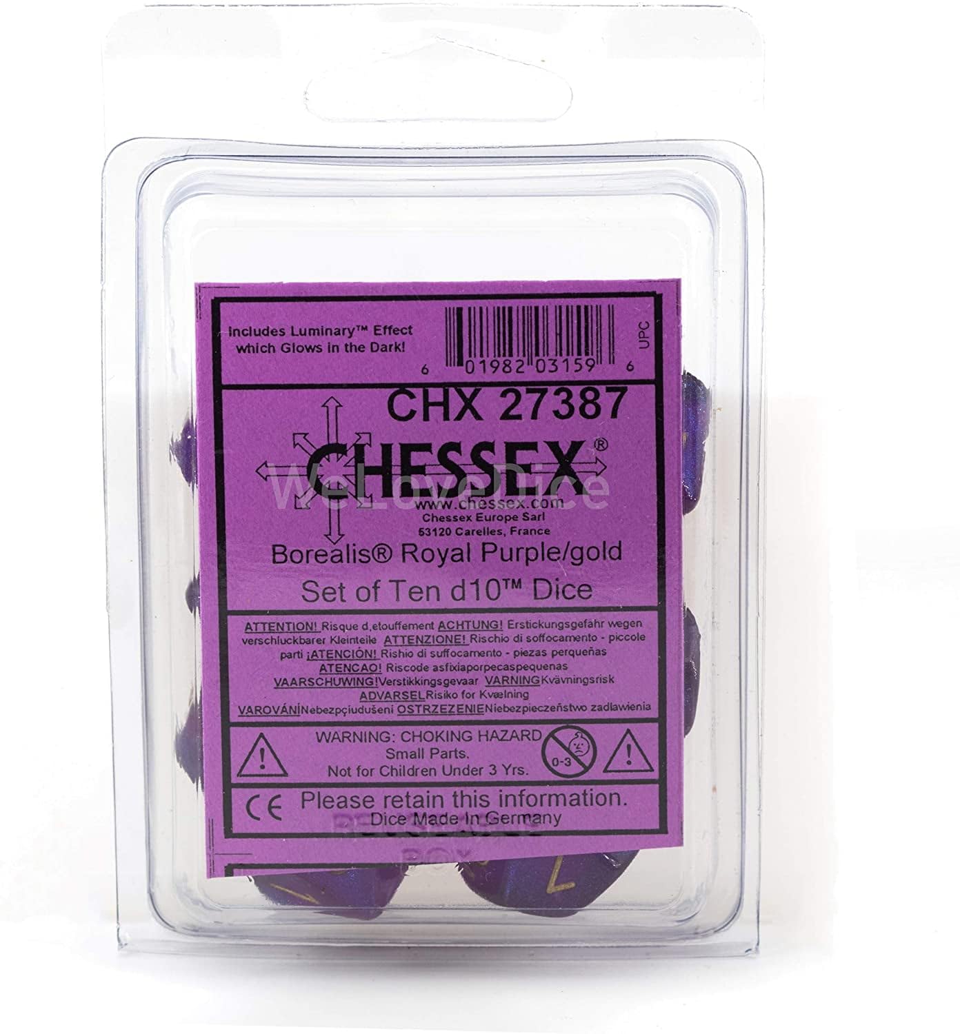 Chessex Borealis Royal PRPL/GLD Luminary 10 D10