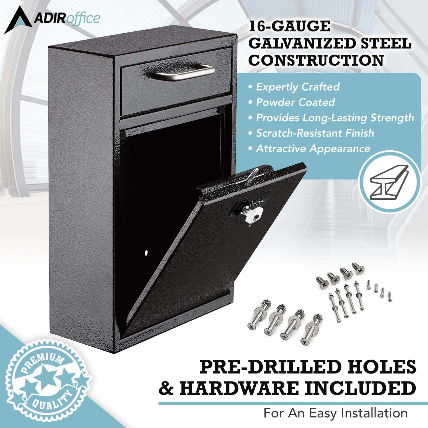 Large Wall Mountable Mailbox with Key and Combination lock