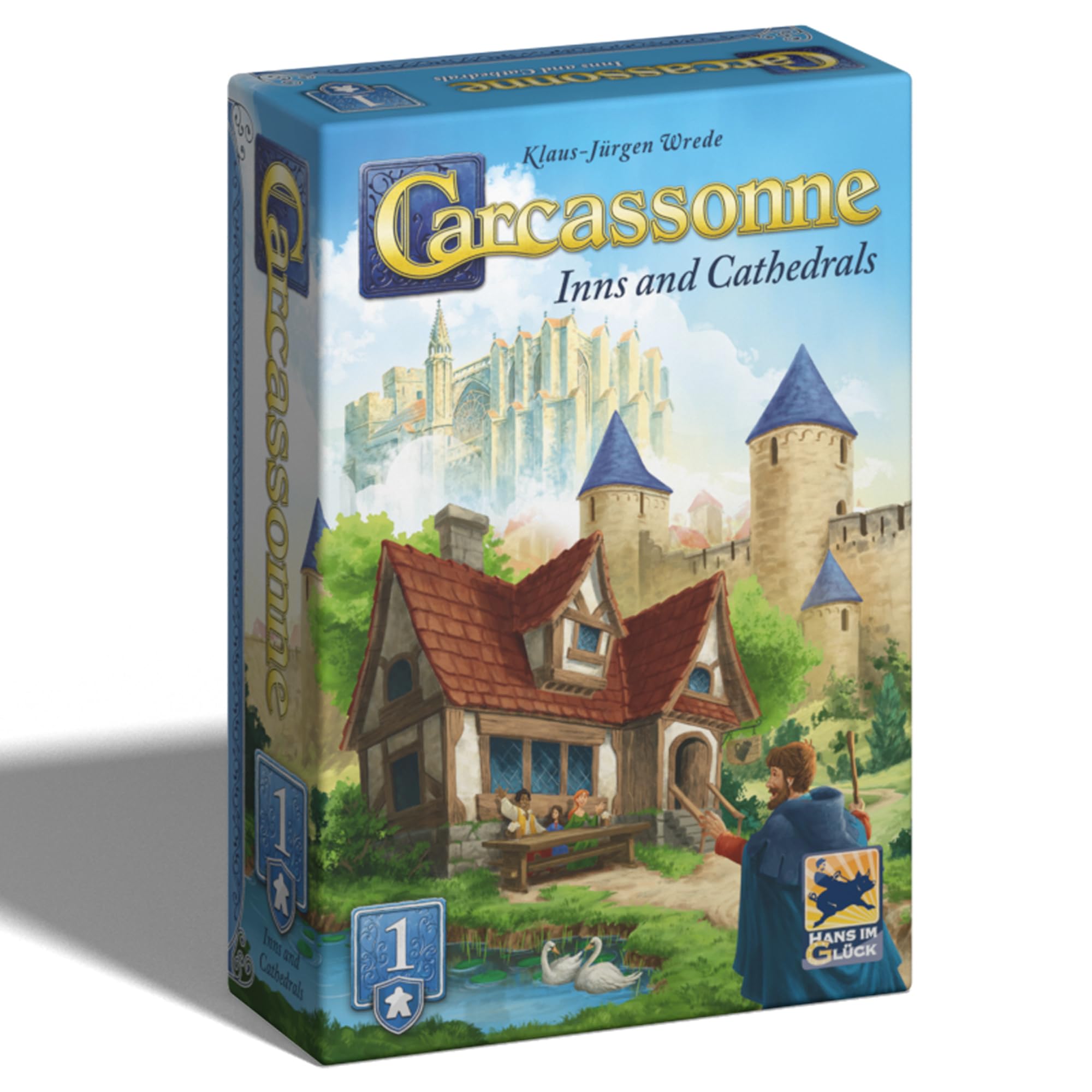 Hans Im Gluck Carcassonne: Inns & Cathedrals Board Game Expansion - Add Strategic Depth with New Land Tiles, Large Meeples & Pink Follower Set, Kids & Adults, Ages 8+, 2-6 Players, 45 Minute Playtime