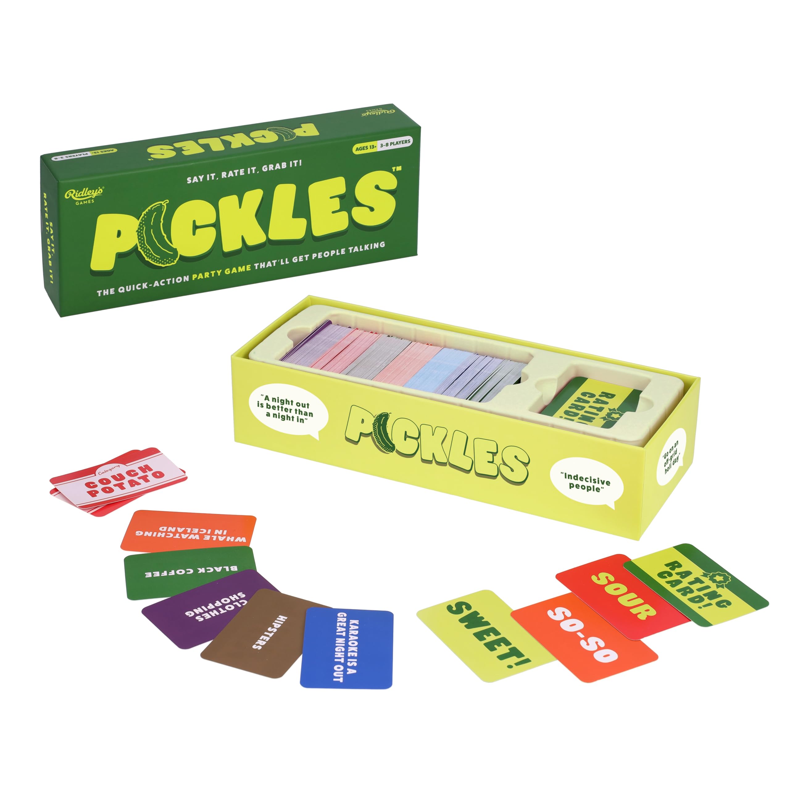 Ridley's Games: Pickles | The Quick Action Rating Game That Will Get Everyone Talking | Family Card Game for Parties & Game Nights | Age 13+ for 3-8 Players