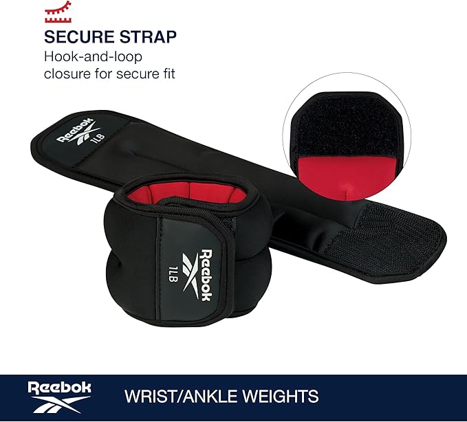 Reebok Soft Wrist & Ankle Weights 1Lb Pair - Black