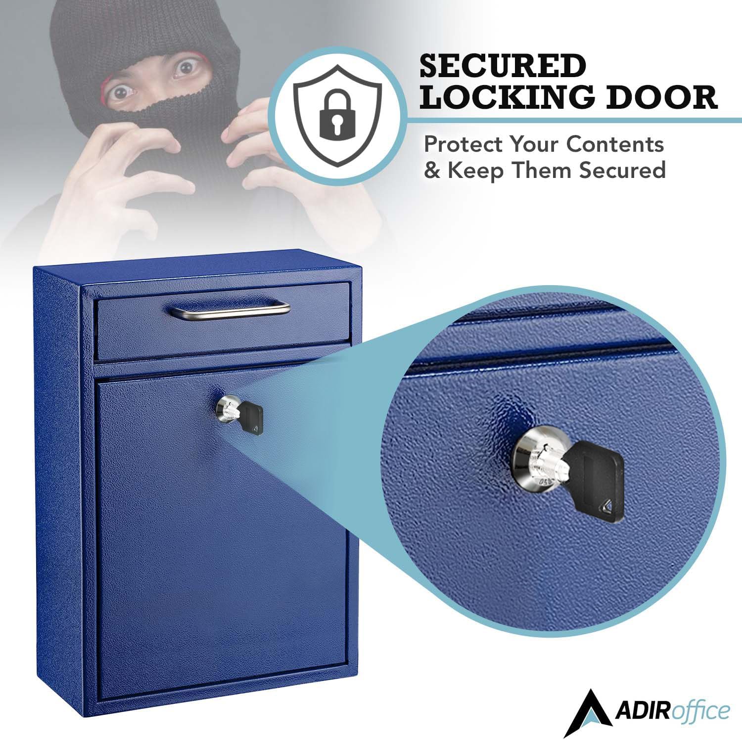 Large Wall Mountable Mailbox with Key Lock