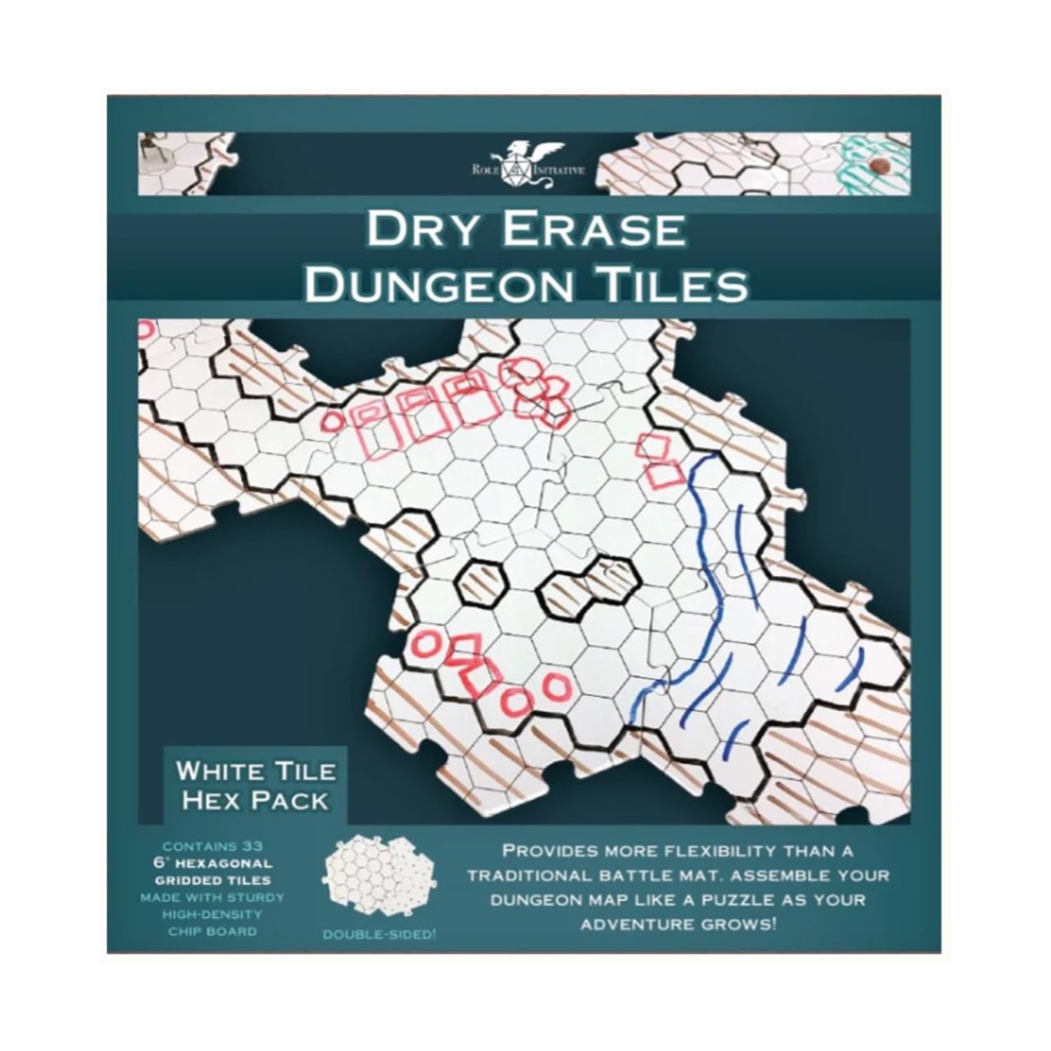 Role 4 Initiative Dry Erase Dungeon Tiles - 6" Hex (White)