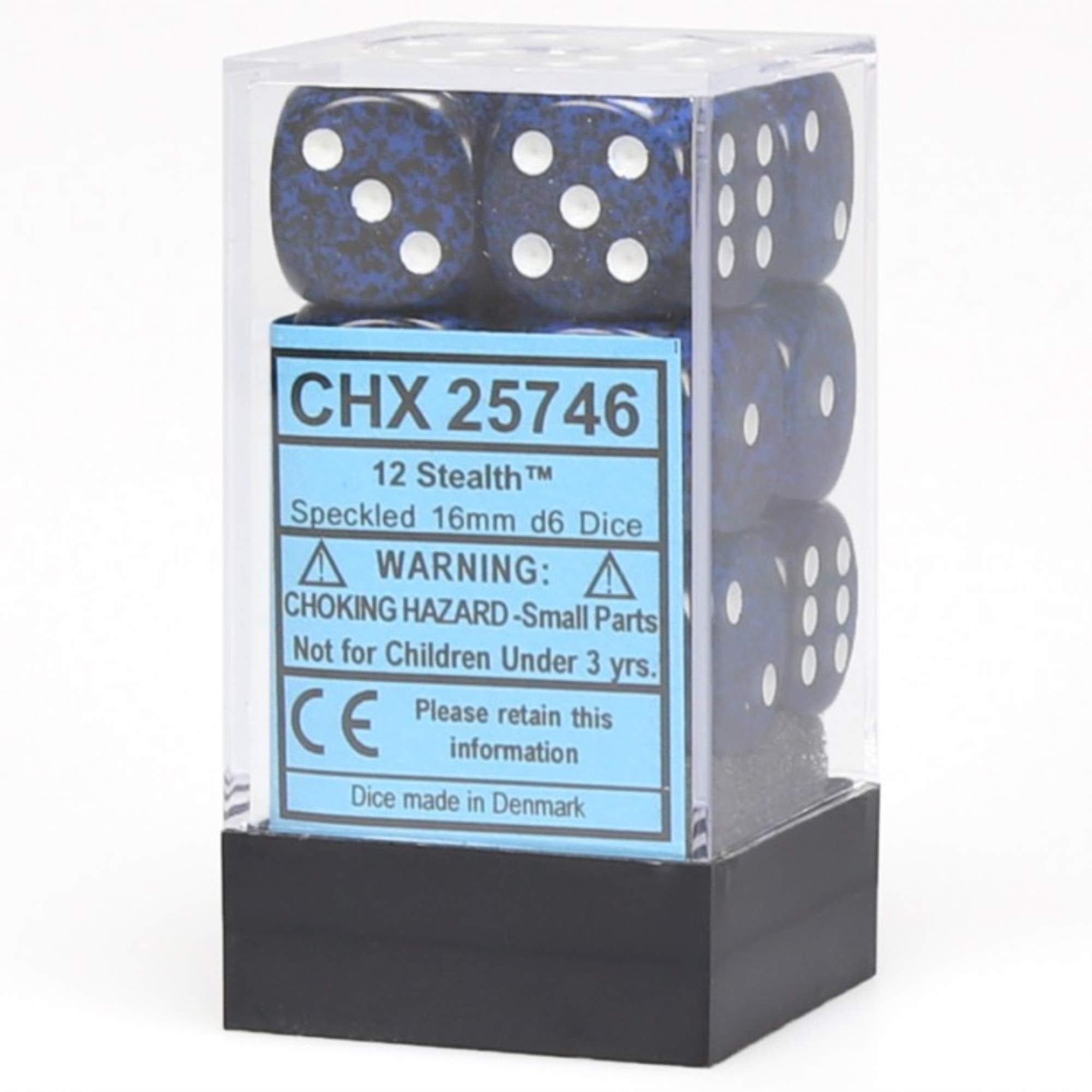 d6 Cube 16mm Speckled Stealth (12)