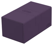 Ultimate Guard Twin Flip'n'Tray 200+, Deck Case for 200 Double-Sleeved TCG Cards + Dice Tray, Purple, Independent Magnetic Closure & Microfiber Inner Lining