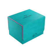 Gamegenic Sidekick 100+ XL Convertible Deck Box - Sideloading Card Storage Box with Removable Cover, Holds 100 Double-Sleeved Cards in Extra Thick Inner Card Sleeves, Teal/Pink Color, Made