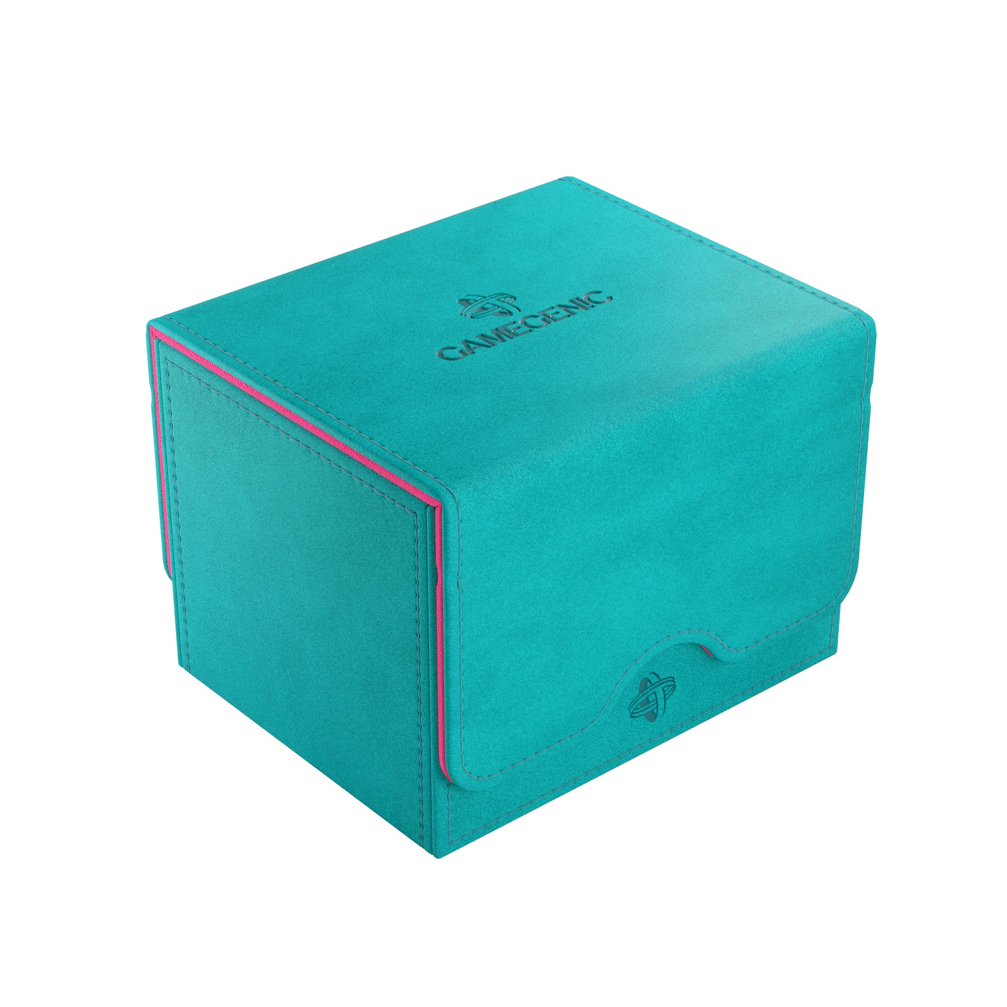 Gamegenic Sidekick 100+ XL Convertible Deck Box - Sideloading Card Storage Box with Removable Cover, Holds 100 Double-Sleeved Cards in Extra Thick Inner Card Sleeves, Teal/Pink Color, Made