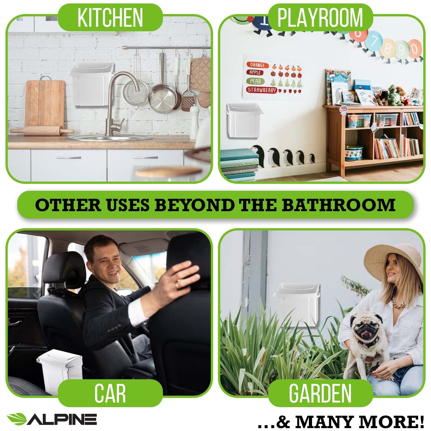 White Durable Plastic Sanitary Napkin Receptacle 2 Pack