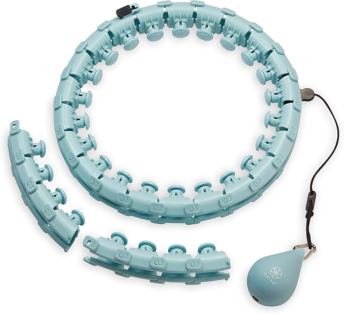 Gaiam Weighted Fitness Hoop with 1lb Weighted Ball, Dynamic Home Workout to Target Abs & Belly Fat, Ideal Exercise to Help Improve Balance, Coordination and Endurance - Seafoam