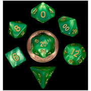 Dice 7-set Mini Opaque (10mm) Green Light / Gold