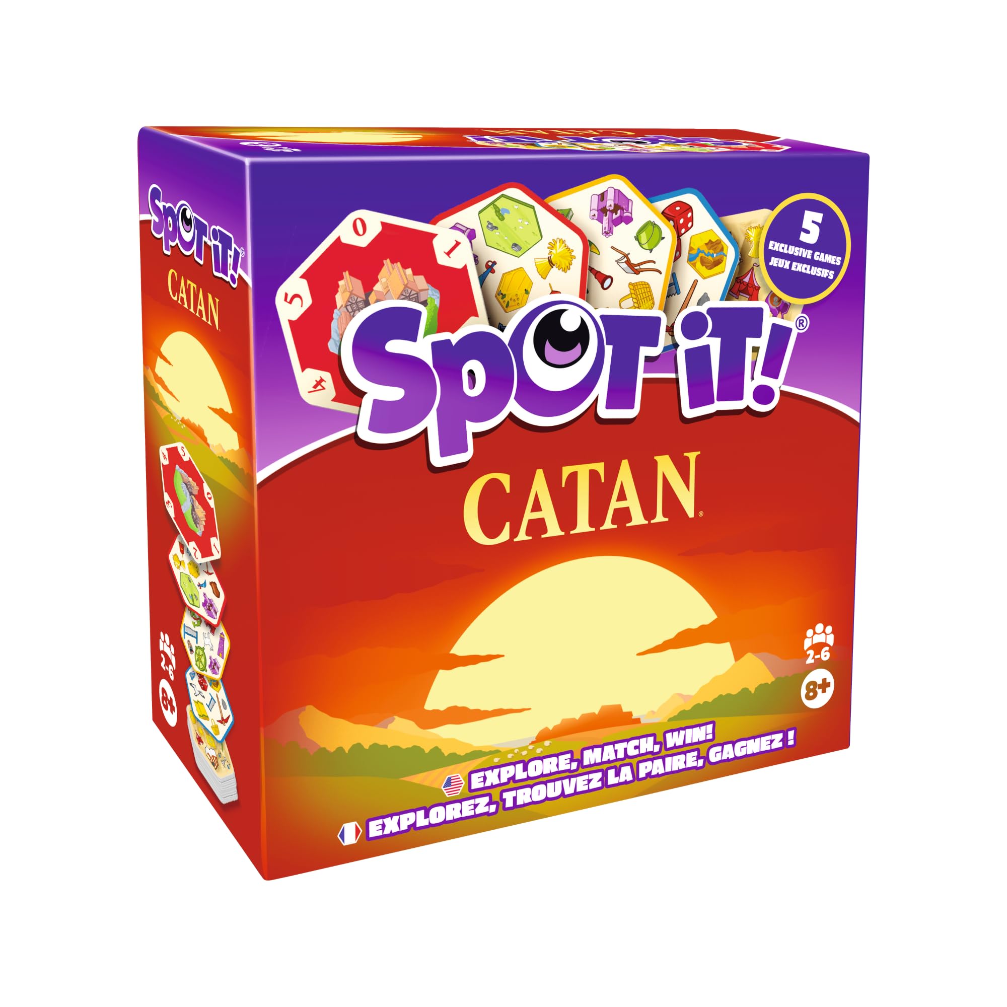 Asmodee Spot It! Catan Card Game - Special Edition Matching for Catan Fans! Fast-Paced 5-in-1 Visual Observation, Family Game for Kids & Adults, Ages 8+, 2-6 Players, 15 Min Playtime