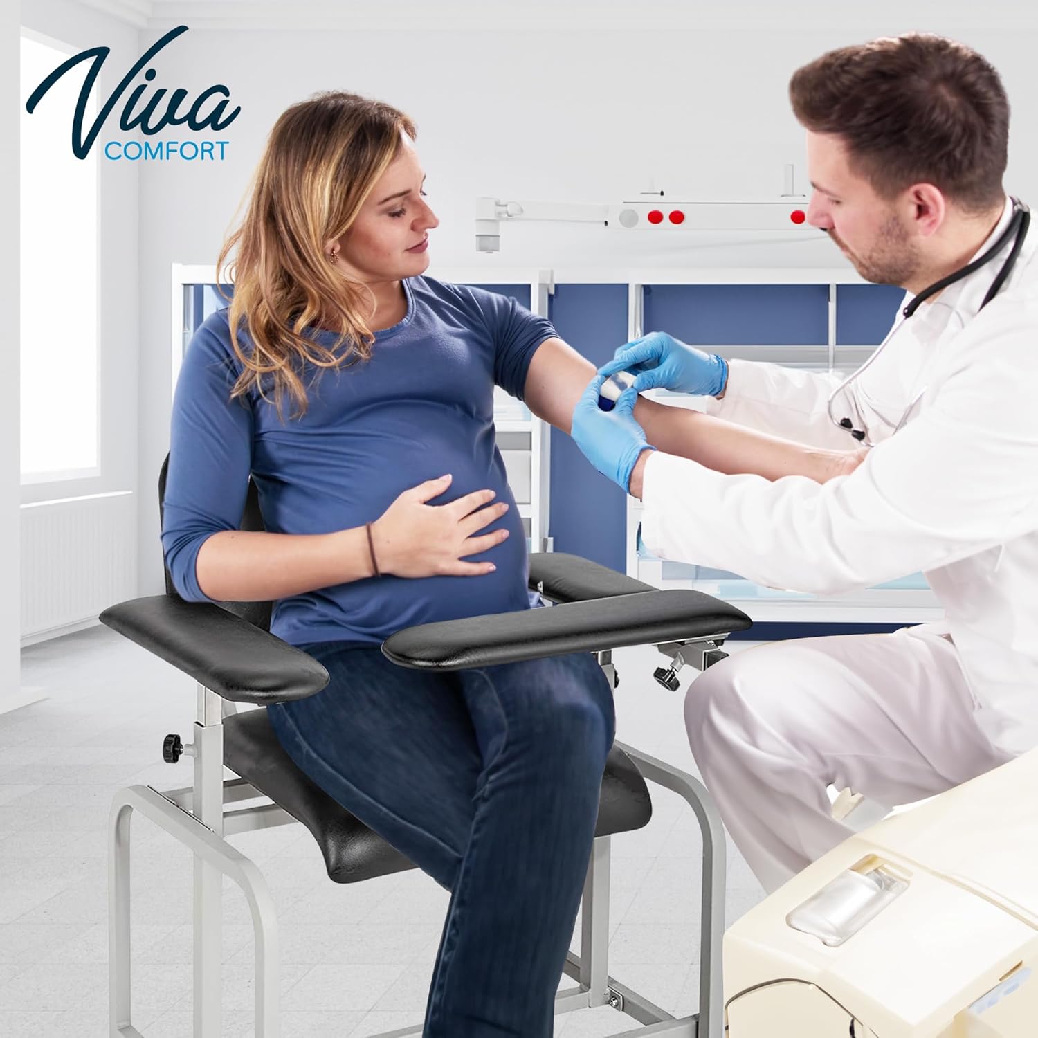 Black Padded Phlebotomy Blood Drawing Chair