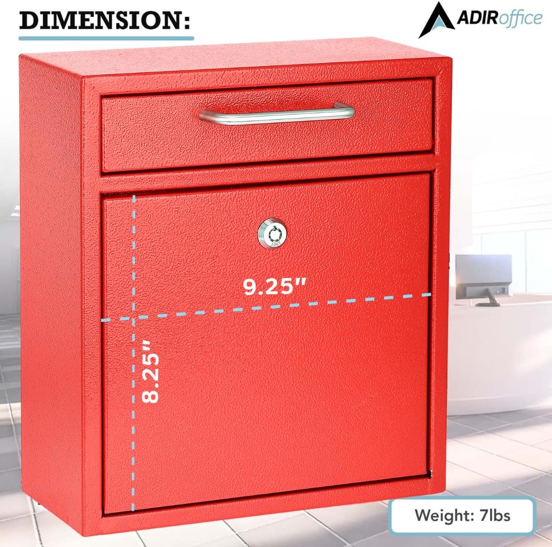 Medium Ultimate Red Wall Mounted Mail Box with Suggestion Cards
