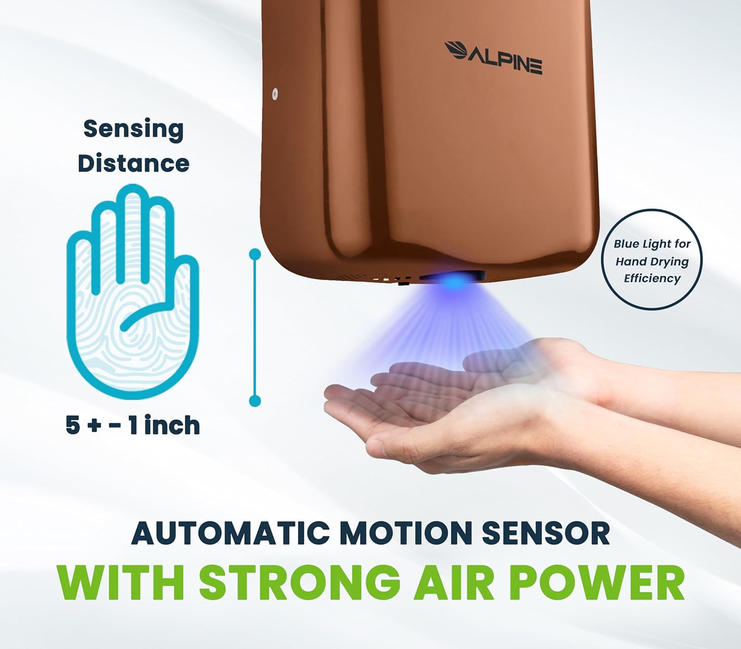 Hemlock Copper 120-Volt High Speed Dry Commercial Automatic Electric Hand Dryer with Wall Guard
