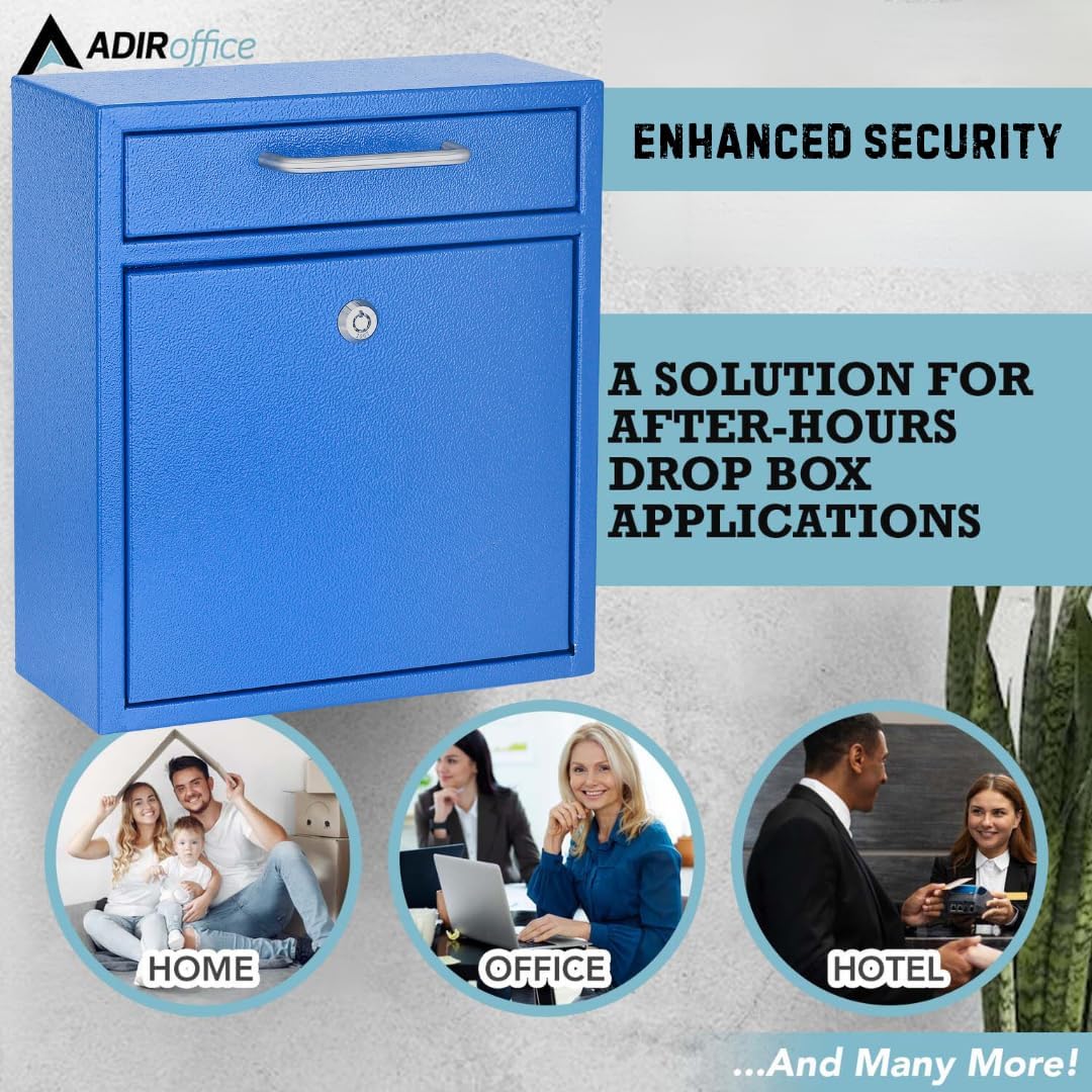Medium Ultimate Blue Wall Mounted Mail Box with Suggestion Cards