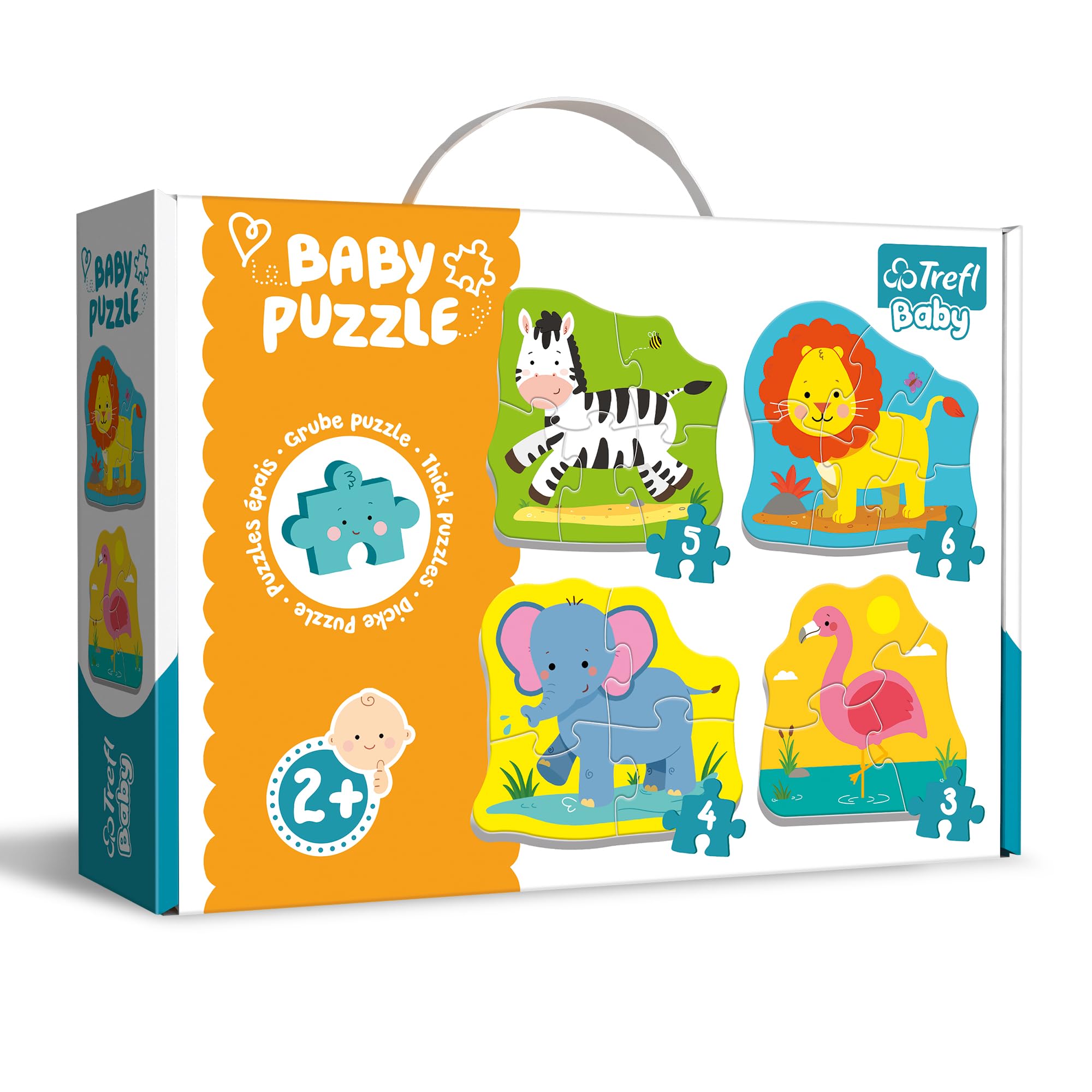 Trefl Animals on The Safari 4in1 Jigsaw Puzzle Baby Classic DIY Puzzle, Creative Fun, Classic Puzzle for Adults and Children from 2 Years Old