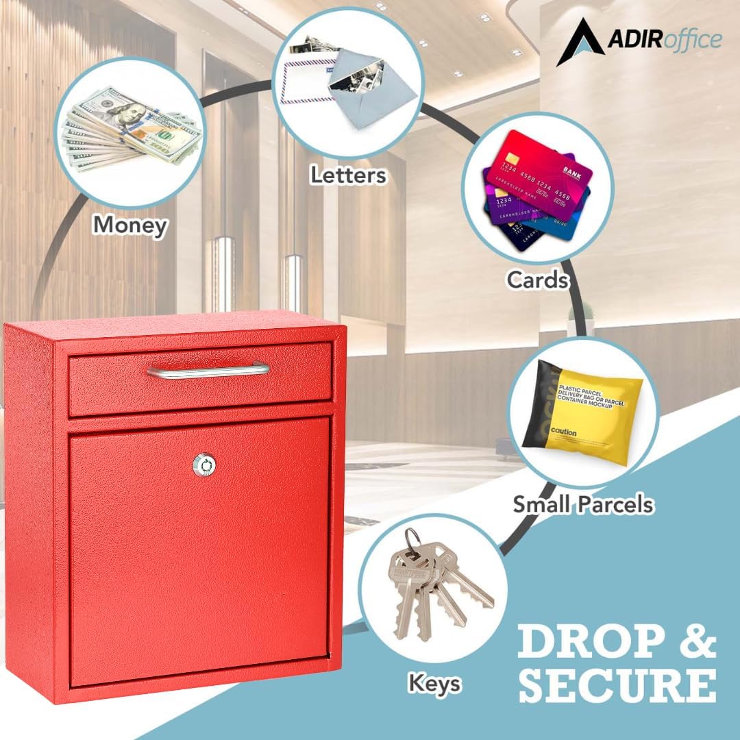 Medium Ultimate Red Wall Mounted Mail Box with Suggestion Cards