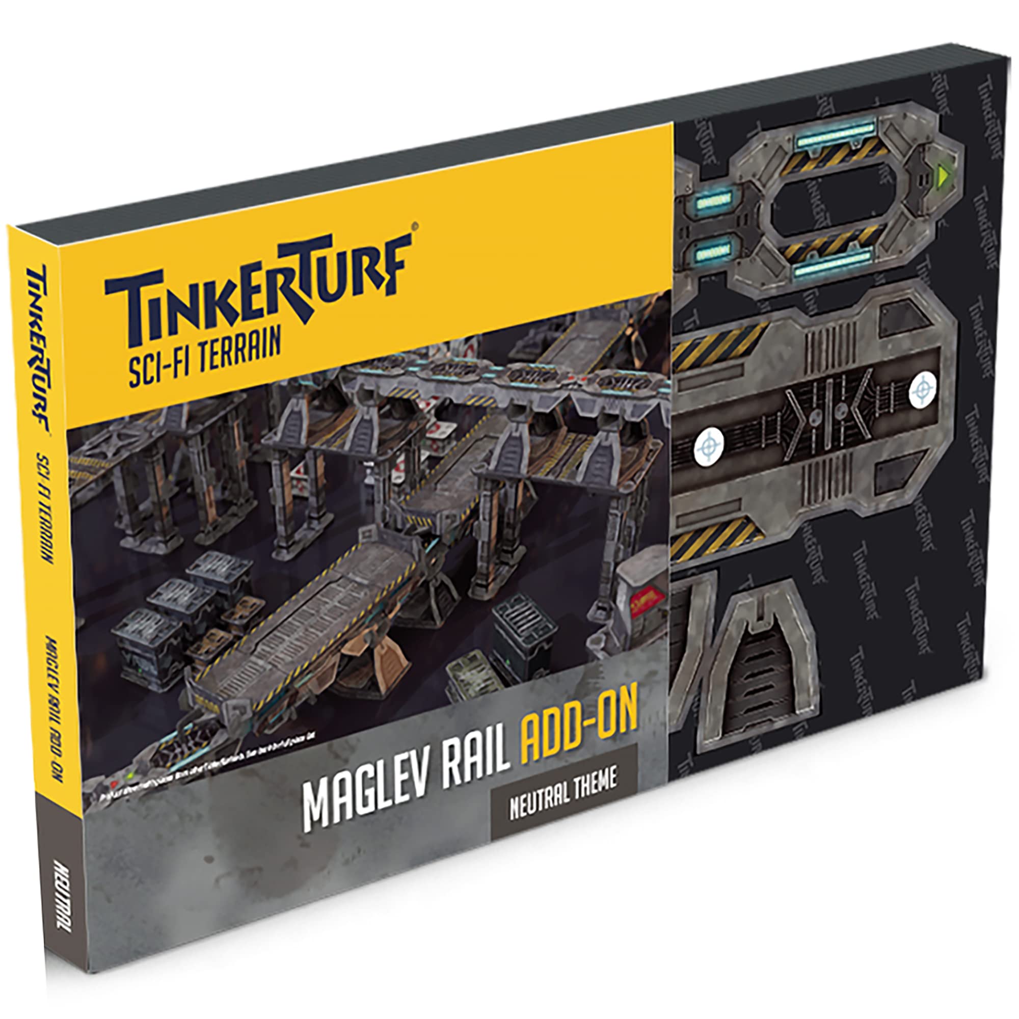 TinkerTurf Sci-Fi Terrain: MagLev Rail Add-on, Neutral Theme, Sturdy, Affordable, Great-Looking Full-Color Terrain, Quick and Easy to Assemble, Virtually Limitless Setups