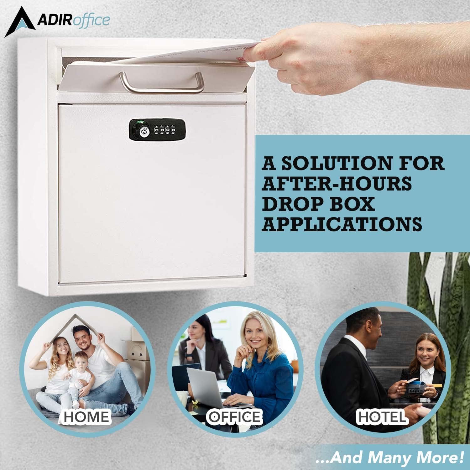 Medium Wall Mountable Mailbox with Key and Combination lock