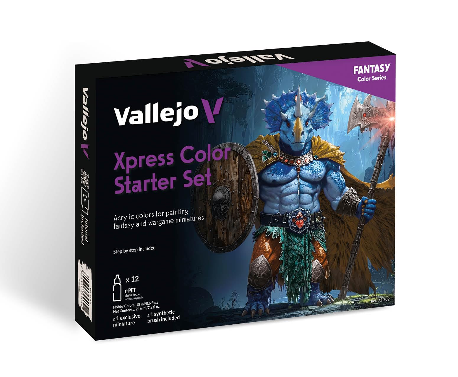 Vallejo Xpress Color Starter Set for Painting Figures, Includes Exclusive Figure, Synthetic Brush and Step-by-Step Guide, Ideal for Skin, Scales, Clothes and Metals