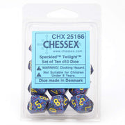 Chessex 25166 Twilight Speckled 10-Sided Dice, Set of 10