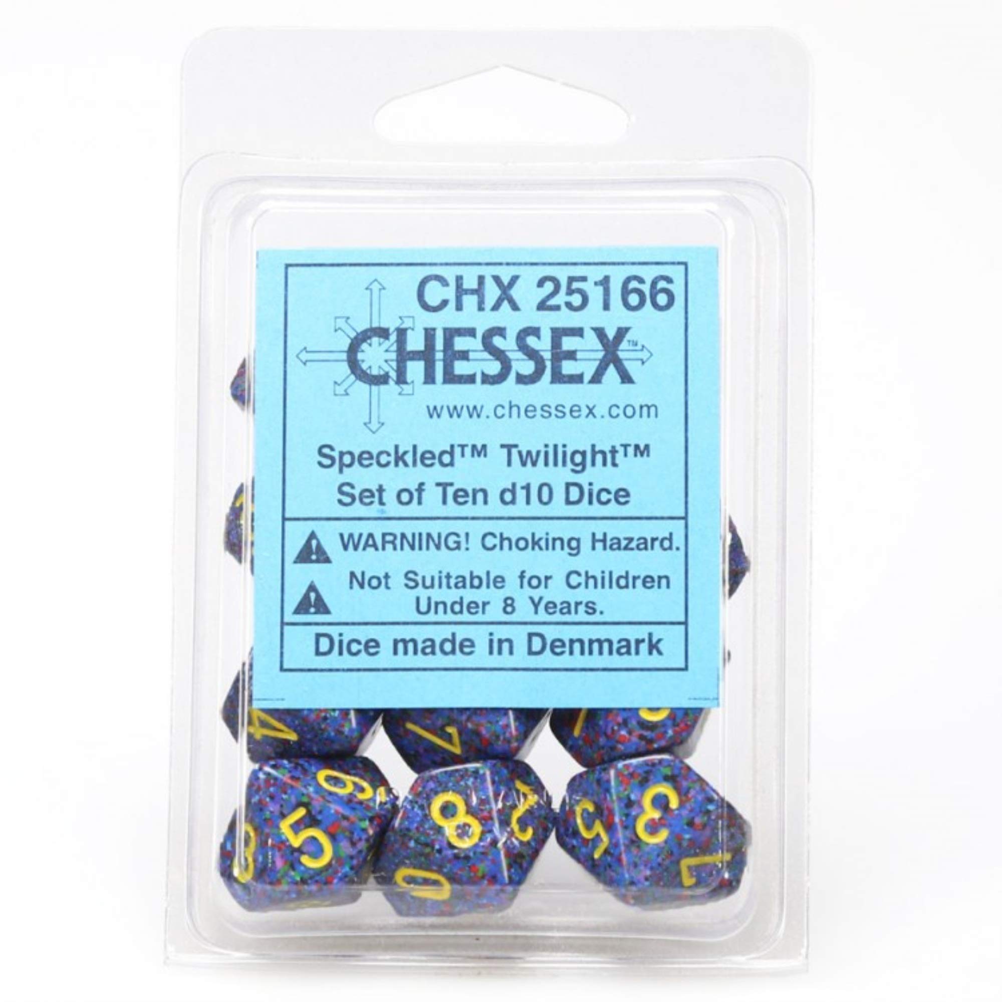 Chessex 25166 Twilight Speckled 10-Sided Dice, Set of 10