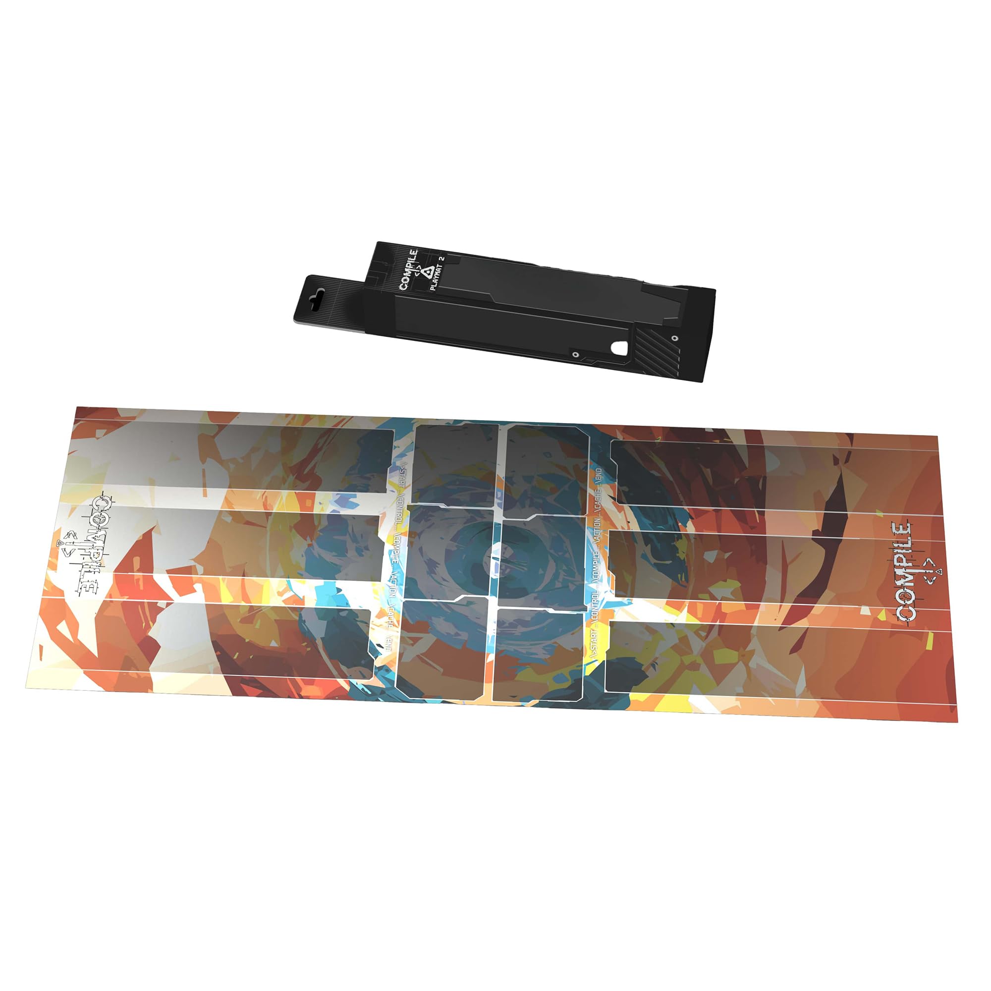 Synapses Games: Compile: Playmat 2 - Measures 11 x 29.5, Vinyl Neoprene Playmat to Organize Cards, Area Control Strategy Card Game Accessory
