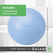 Gaiam Mini Ab Ball, 8 Inch Inflatable Anti-Burst Exercise Ball for Core Strength, Pilates, Yoga, and Physical Therapy, Includes Inflation Straw, Plug & Downloadable Exercise Guide - Clear Sky