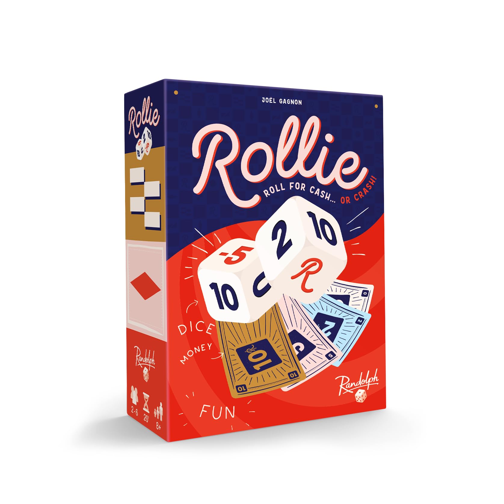 Randolph Rollie Dice and Card Game, Roll for Cash or Crash, Family Game for 2-6 Players, Ages 8+