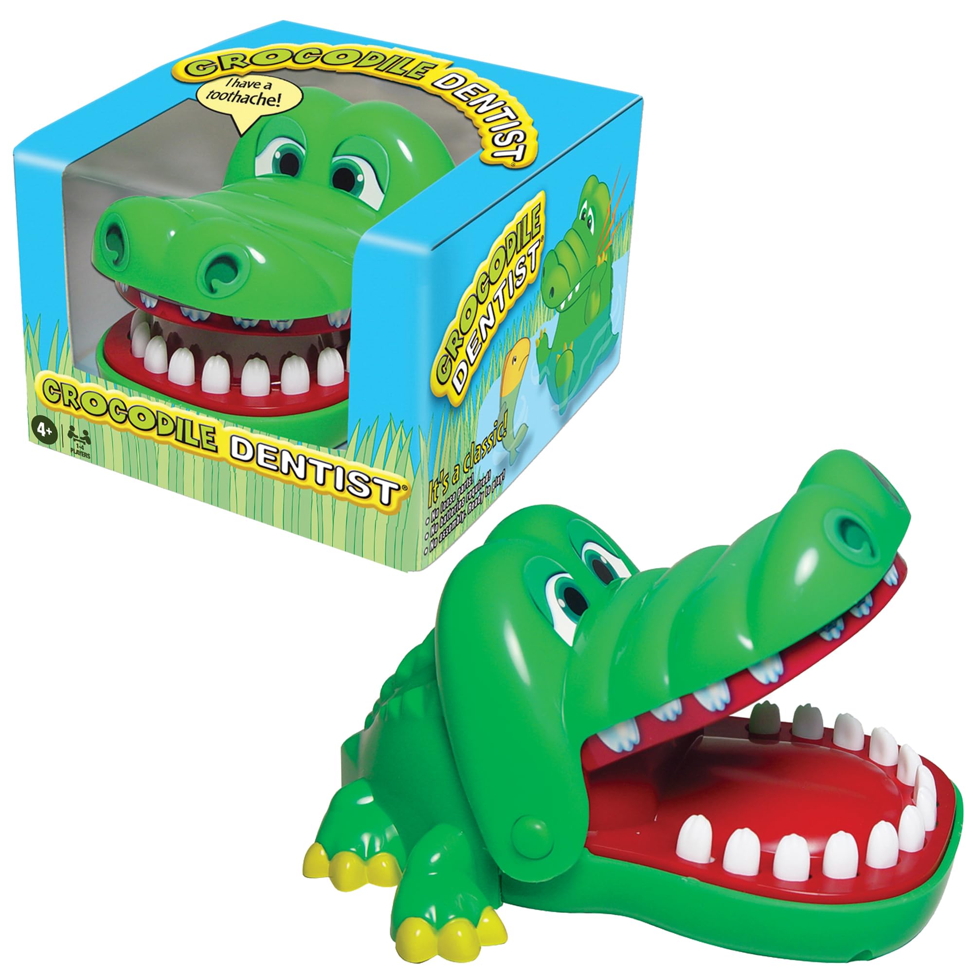 Crocodile Dentist by Winning Moves Games USA, Press Your Luck No Loose Parts Self Contained Game for 1 to 4 Players, Ages 4+