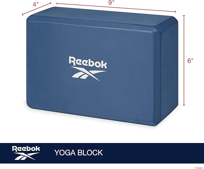 Reebok Solid Yoga Block (Cherry), 4” x 6” x 9” Yoga Brick with Lightweight Support for Flexibility, Balance & Alignment, Portable Foam Block for Fitness, Home Workout, Stretching & More