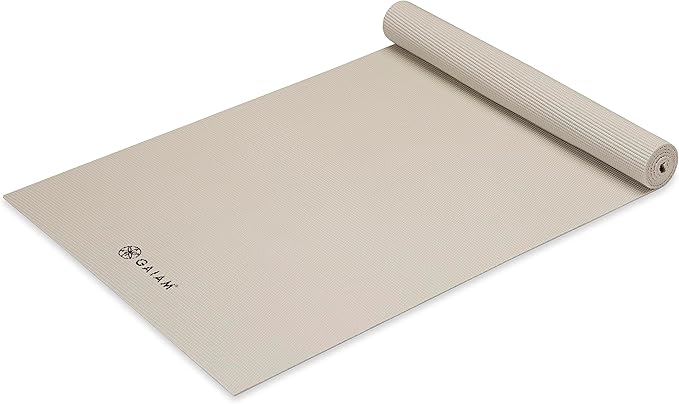 Gaiam Yoga Mat - Premium 5mm Solid Thick Non Slip Exercise & Fitness Mat for All Types of Yoga, Pilates & Floor Workouts (68" x 24" x 5mm) - Chambray