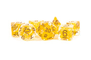 Pearl Dice Citrine w/ Copper Numbers 16mm Resin Poly Dice Set