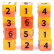 Gate Keeper Games and Dice: Halfsies Dice: Phoenix Dice - 12dc Fiery Orange & Yellow, Pearlescent Swirl, Resin Dice for Role Playing Games