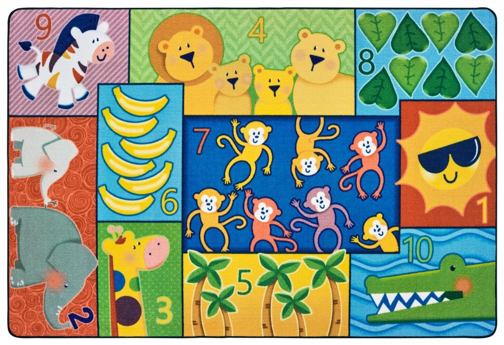Jungle Jam Counting Rug  - 4ft x 6ft - Rectangle - Multi