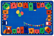 Alphabet Fun Train Rug - 6ft x 9ft - Rectangle - Blue