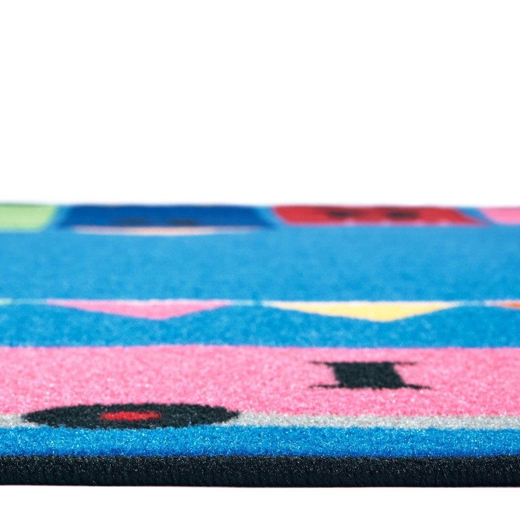 Alphabet Fun Train Rug - 6ft x 9ft - Rectangle - Blue