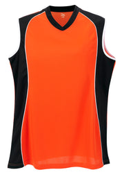 Sleeveless V Neck Jersey Girls-Orange-Small
