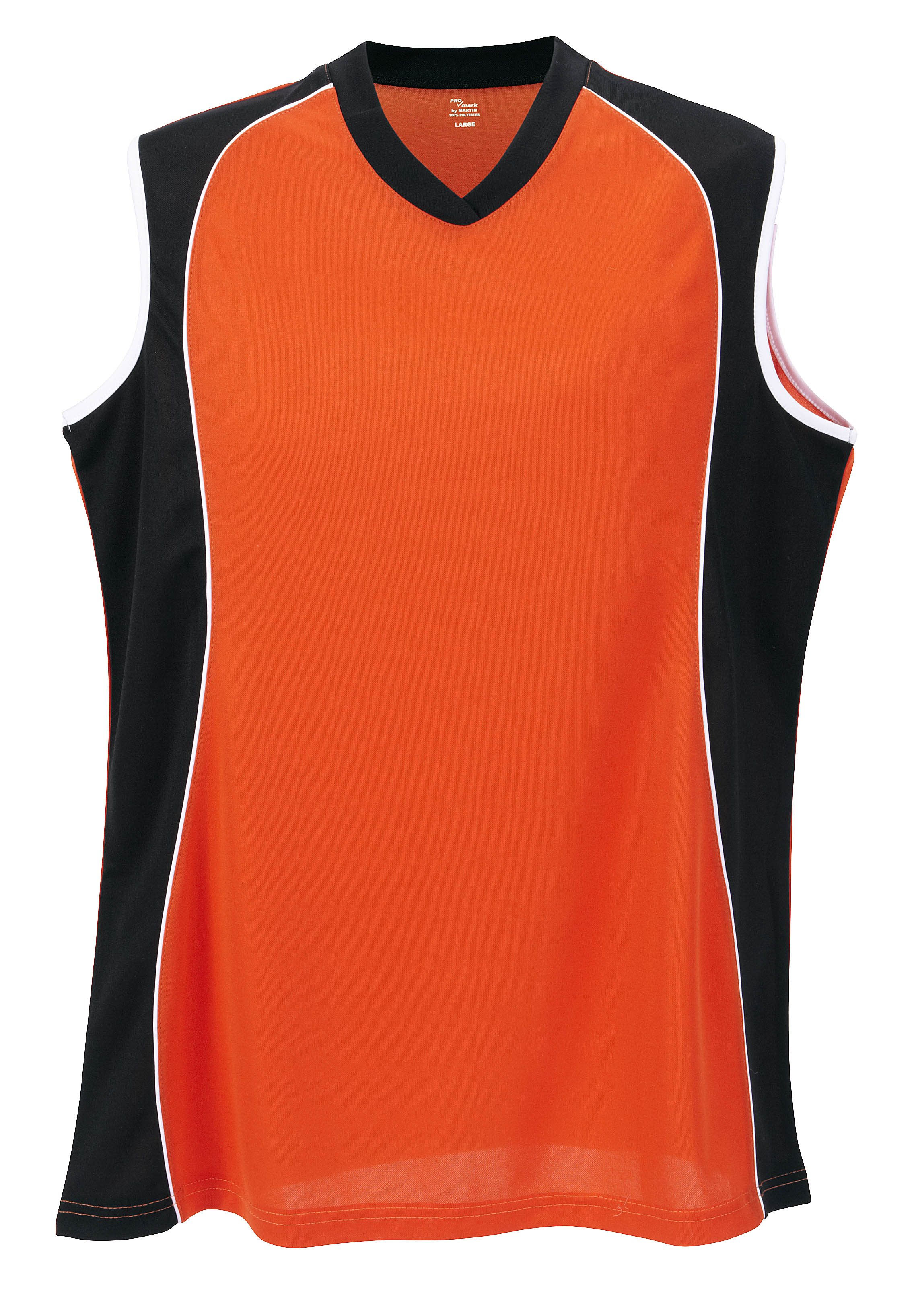 Sleeveless V Neck Jersey Girls-Orange-Small