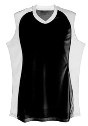 Sleeveless V Neck Jersey Women'S-Black-Small