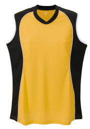 Sleeveless V Neck Jersey Women'S-Gold-Small
