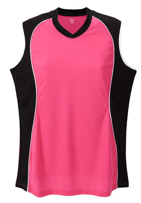 Sleeveless V Neck Jersey Women'S-Fuschia-Small