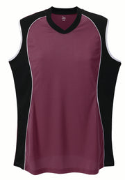 Sleeveless V Neck Jersey Women'S-Maroon-2 Extra Large