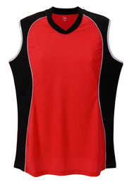 Sleeveless V Neck Jersey Women'S-Red-Medium