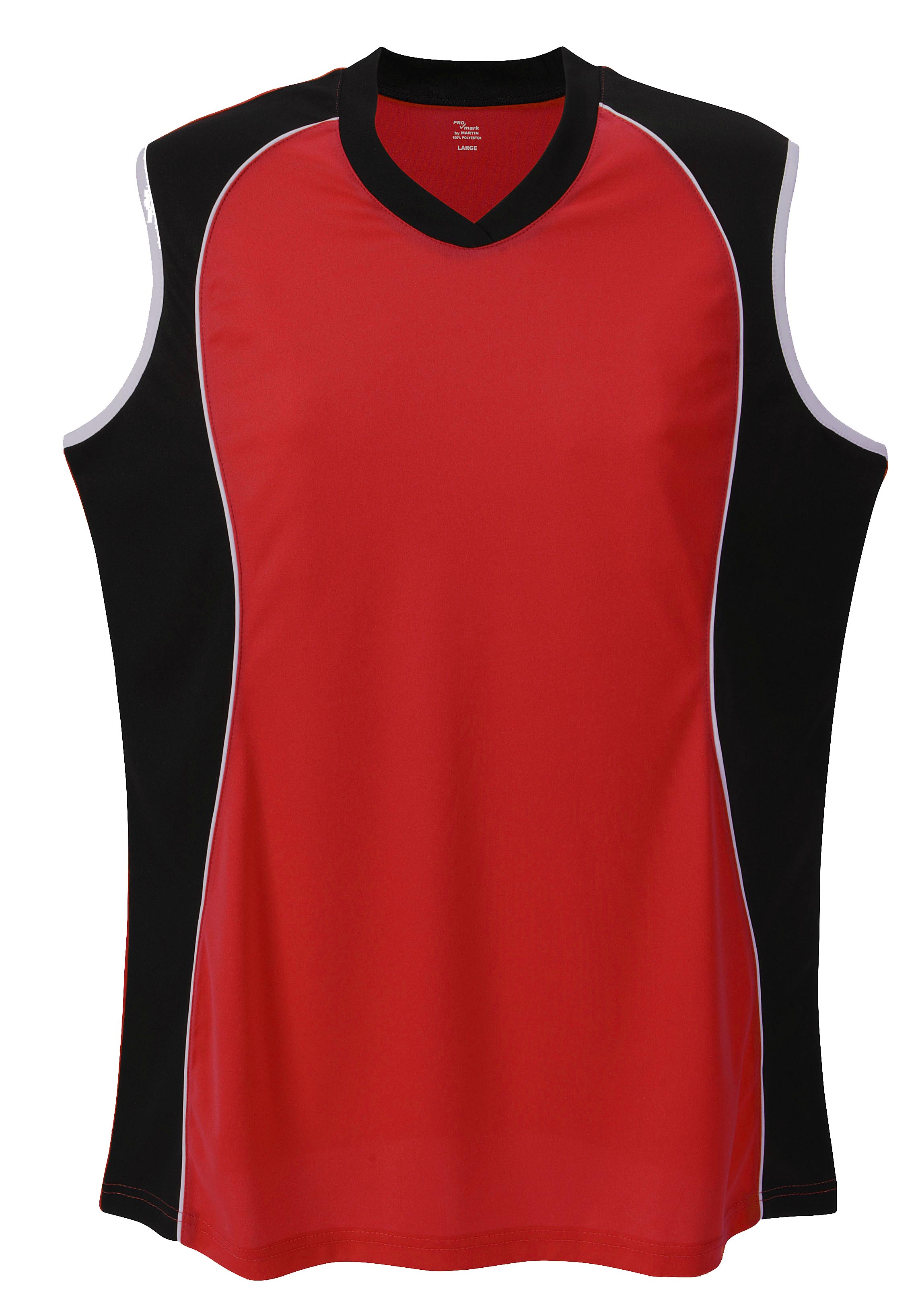 Sleeveless V Neck Jersey Women'S-Red-Large