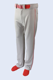 Baseball Pant W/ Piping-White/Red-Adult Large