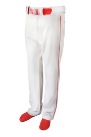 Baseball Pant W/ Piping-Grey/Red-Youth Extra Large