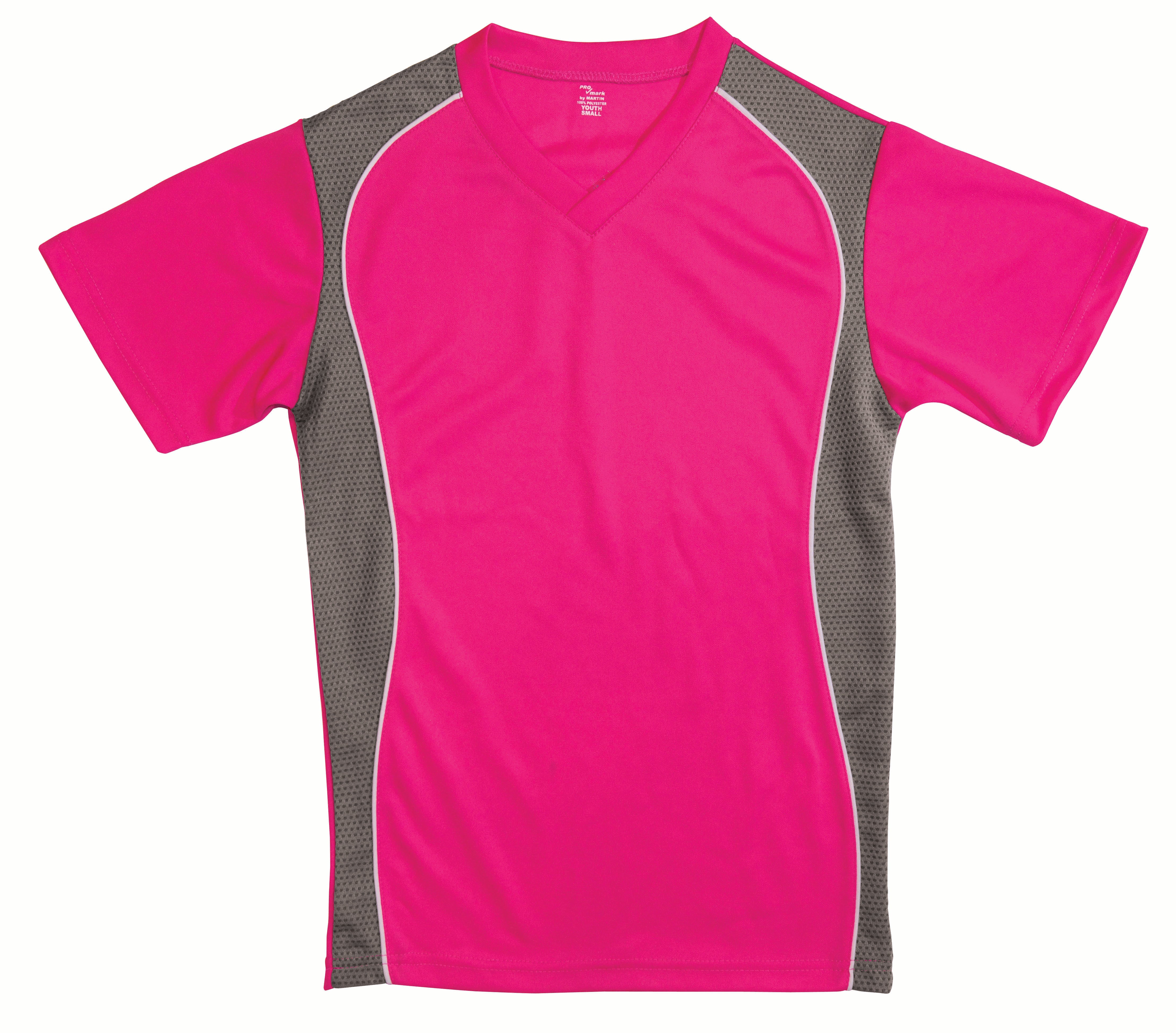 V-Neck Jersey Fuschia W/Granite Side Panel-Adult-Medium